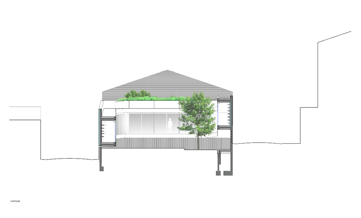 Antonio Costa Lima designs continuous inner gallery in Portugese house to overcome windowless fa&ccedil;ade