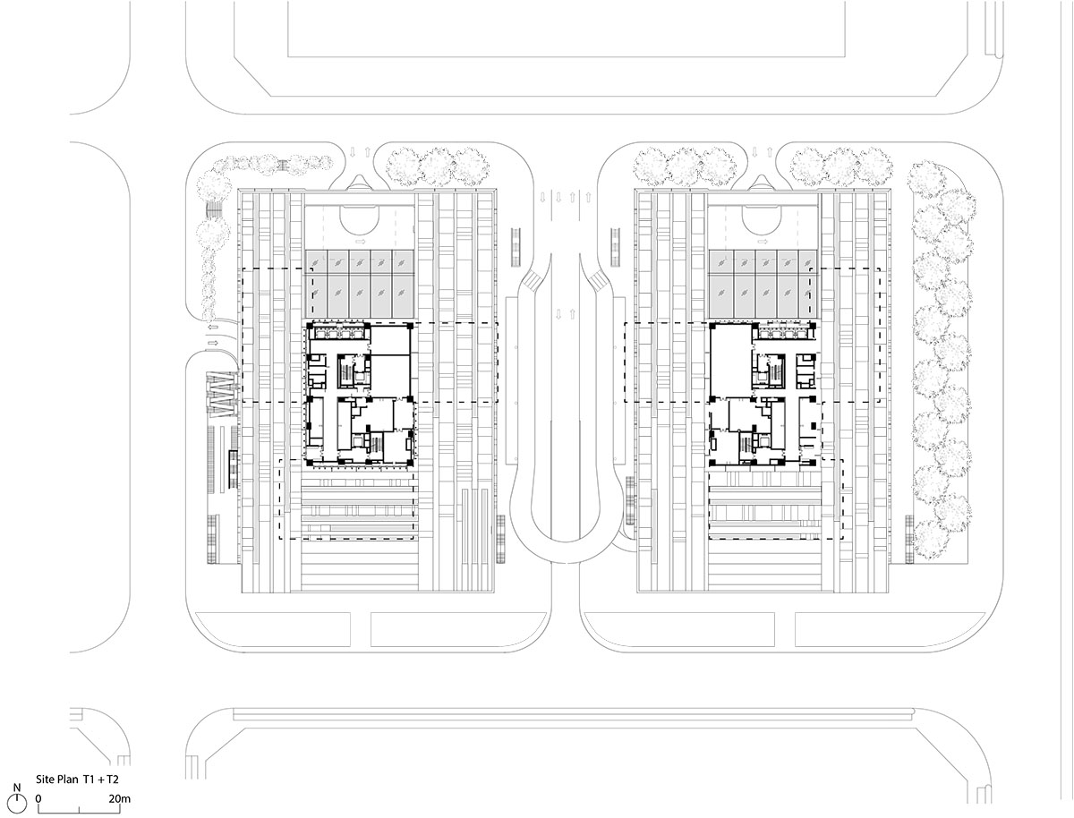 DJI Sky City Skyscrapers by Foster + Partners feature almost invisible sky-bridge in Shenzhen