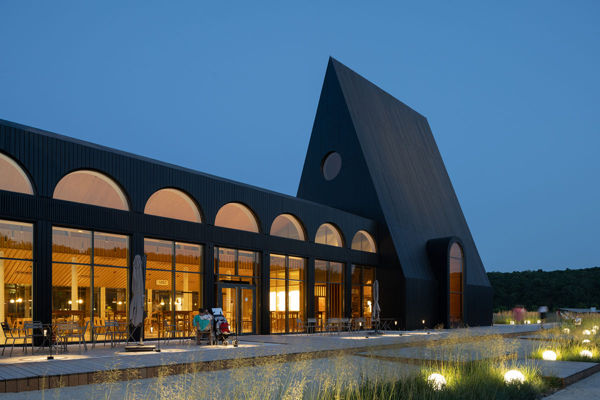 Hospitality Center is an ensemble of different black wooden buildings in Russian Lipetsk region