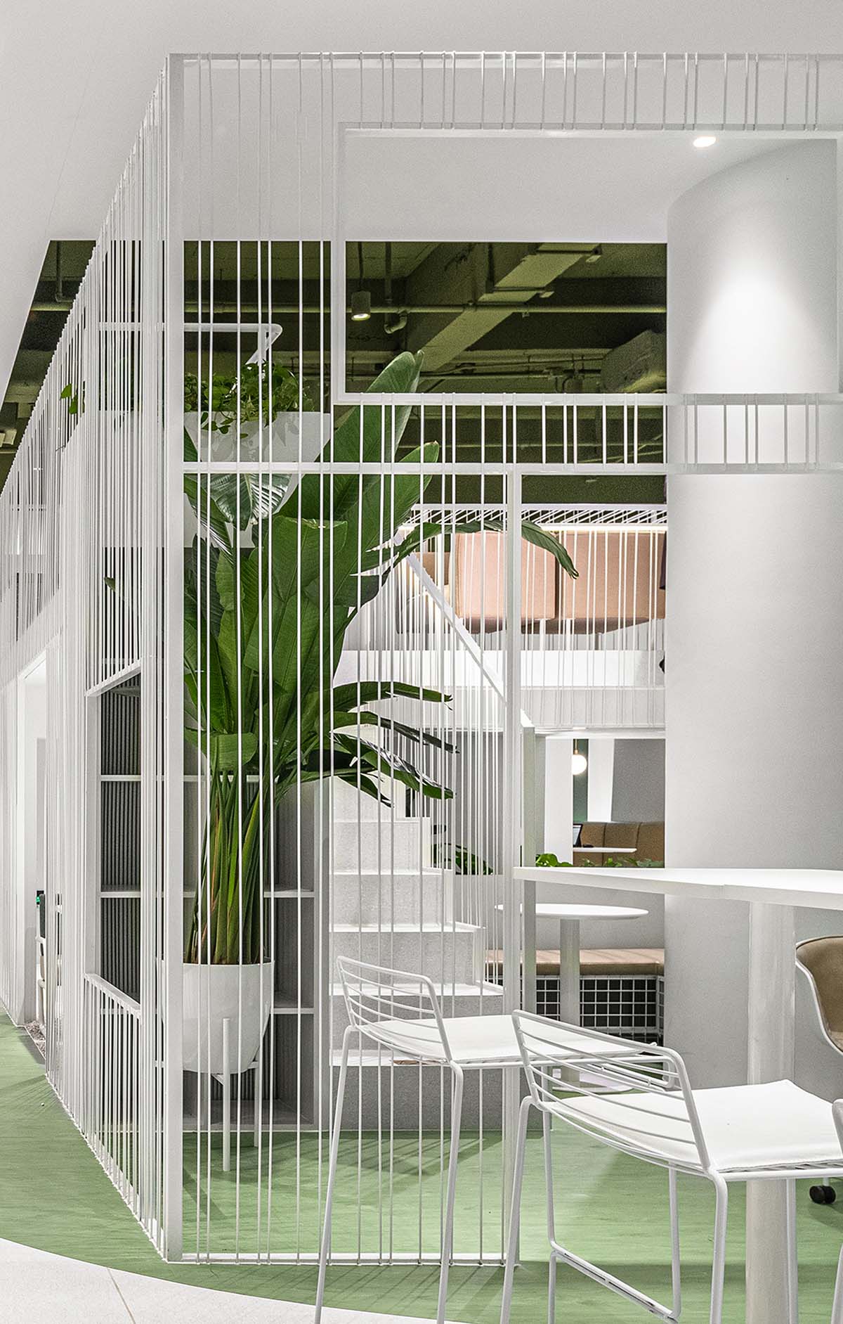 QUCESS Design completes Inno. EcoSLab combining white and green colors to energize interiors