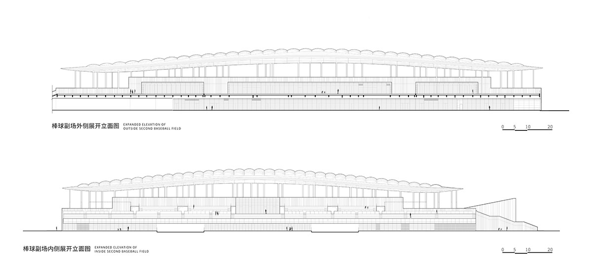 UAD completes sports cultural center with white slender columns in China