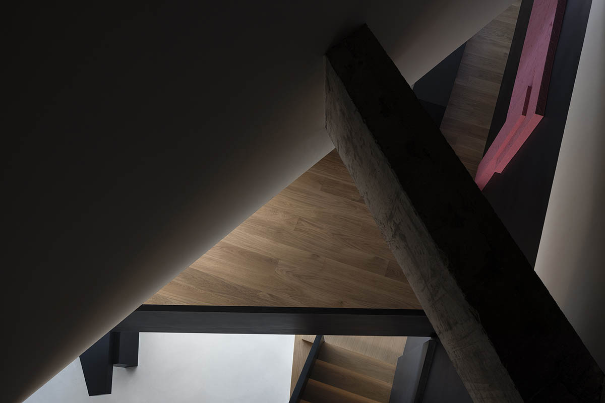 Product showroom features slanted walls creating a harmonious sense of balance in China