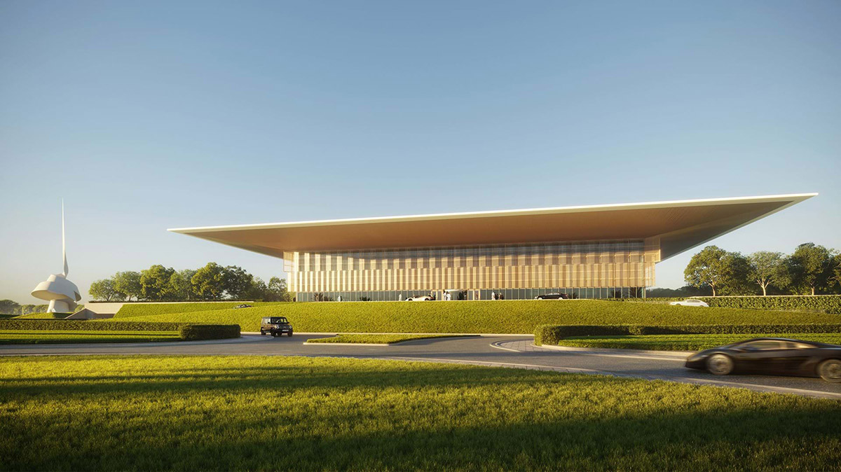 Foster + Partners designs library and culture centre with large floating roof in Sharjah