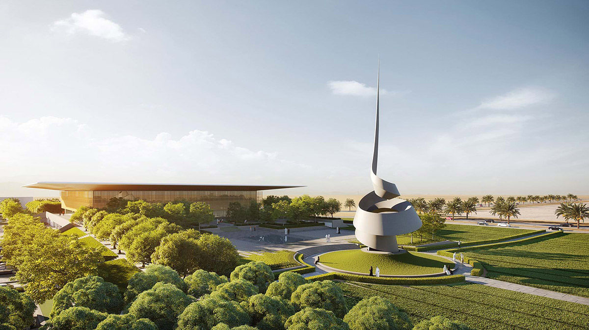 Foster + Partners designs library and culture centre with large floating roof in Sharjah