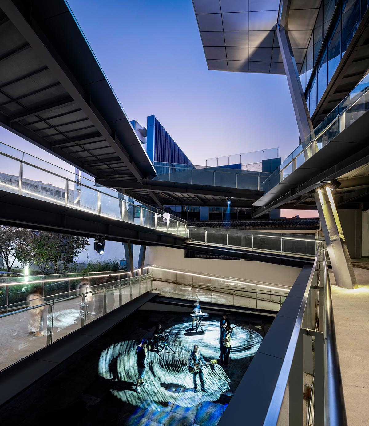 SpActrum completes cultural building with floating terraces and skywalks in Zhejiang, China 