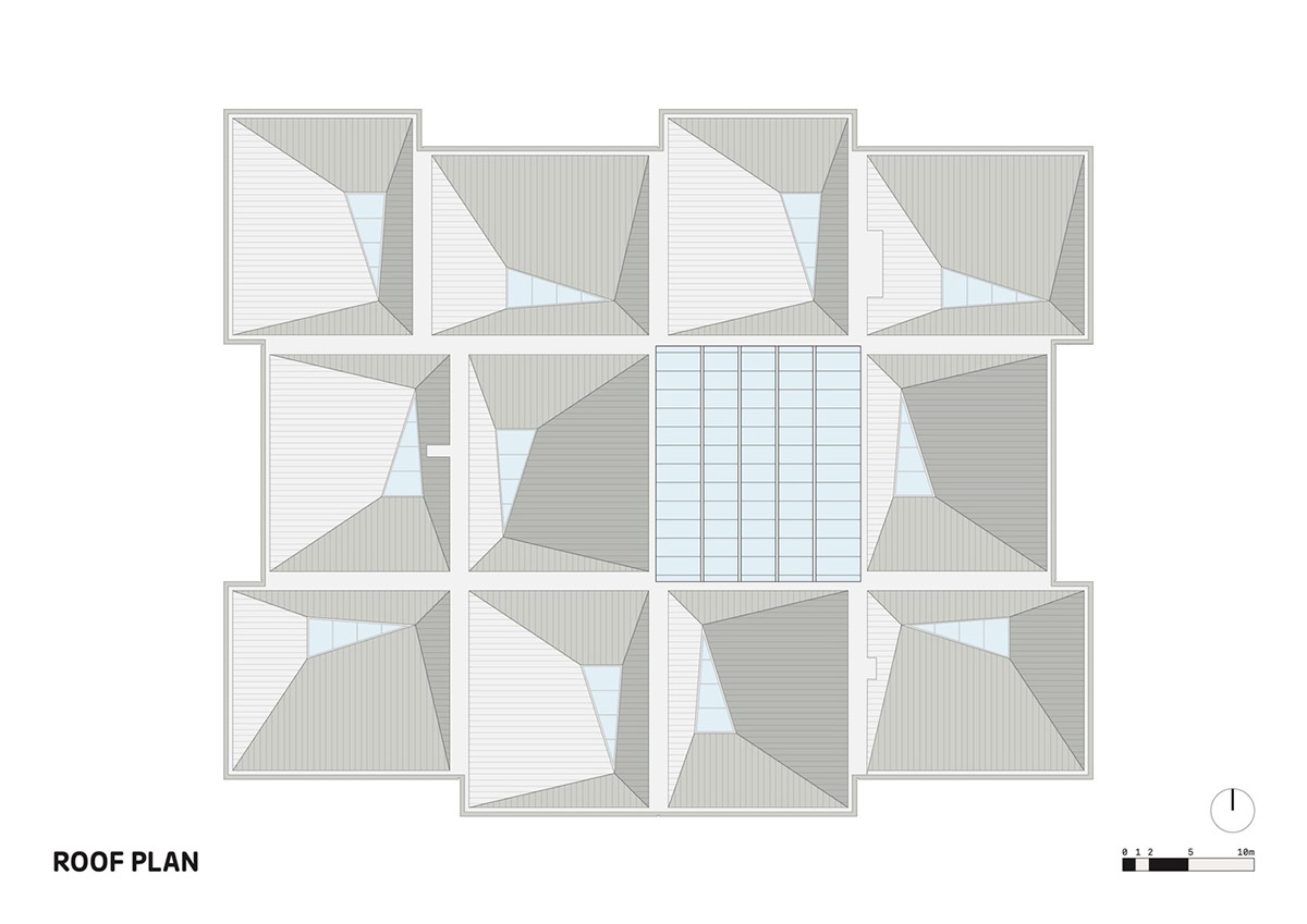 FaulknerBrowns Architects completes teaching and learning centre with pyramidal roofs in Durham