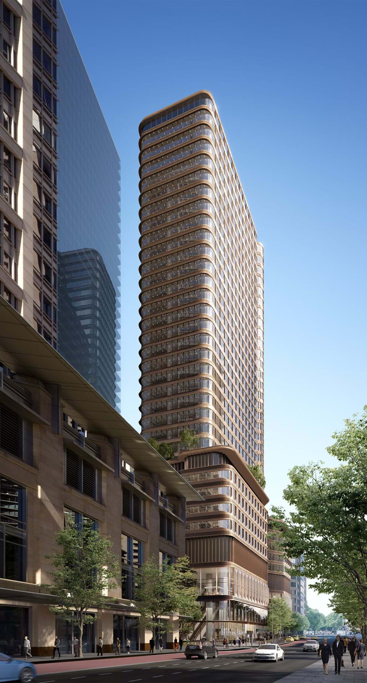 Foster + Partners reveals images for bronze-colored Sydney skyscraper that will be built over station