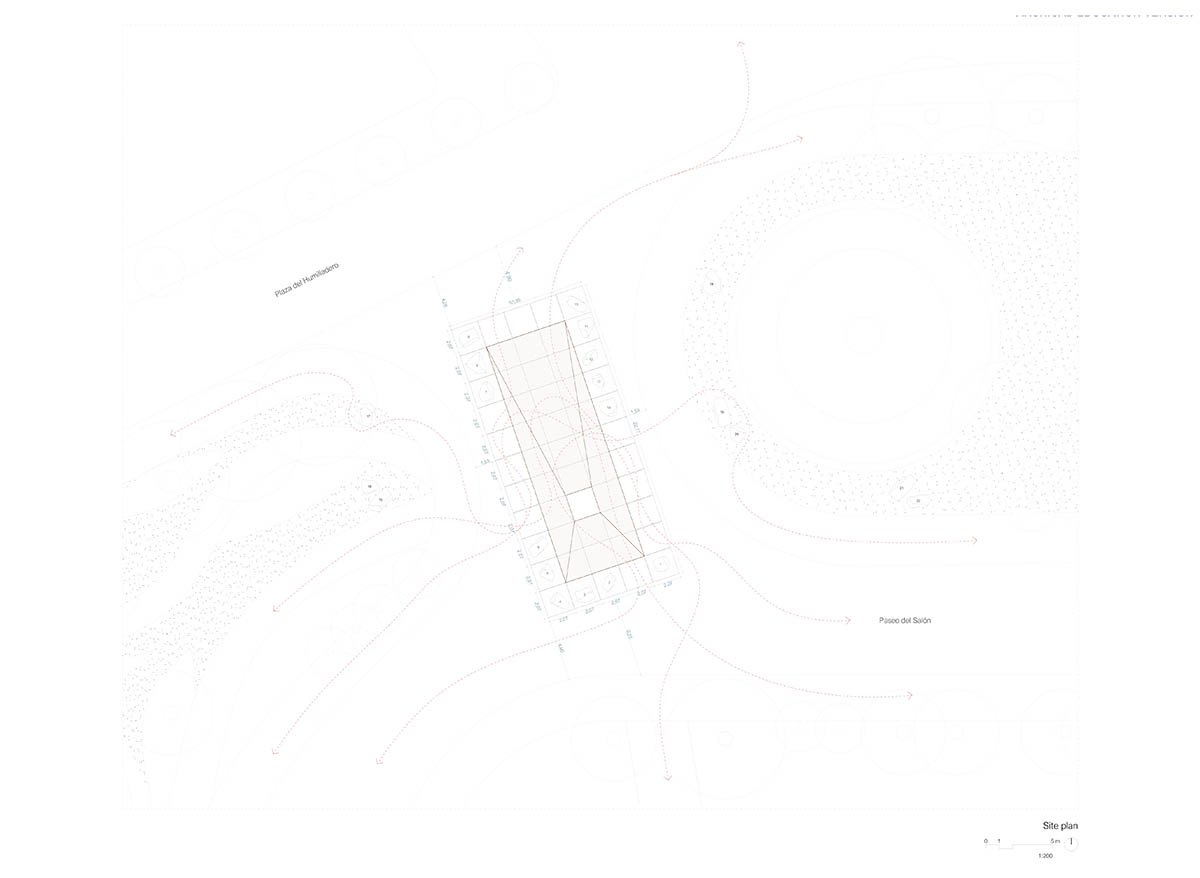 Aire Pavilion wrapped by giant scaffolding represents 