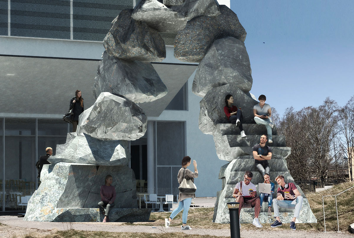 Ulf Mejergren Architects releases X pavilion made of stacking stones