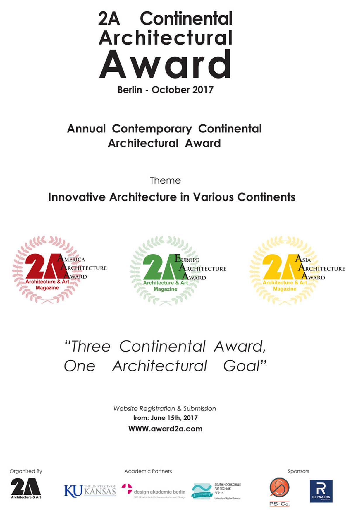 Call for projects: 2A Continental Architectural Award Berlin 2017