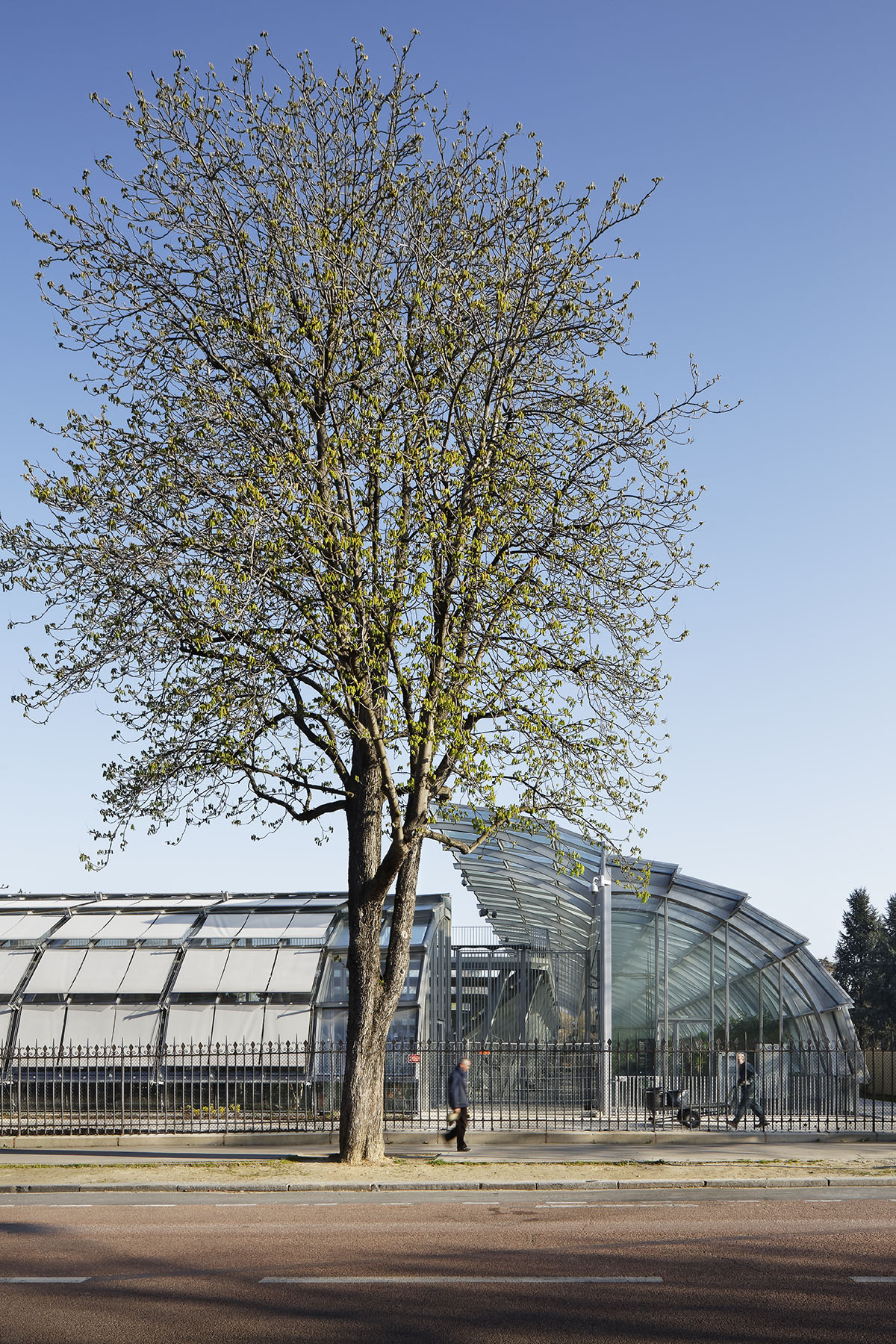 Marc Mimram built greenhouses in all sides of a tennis stadium to attract different audiences