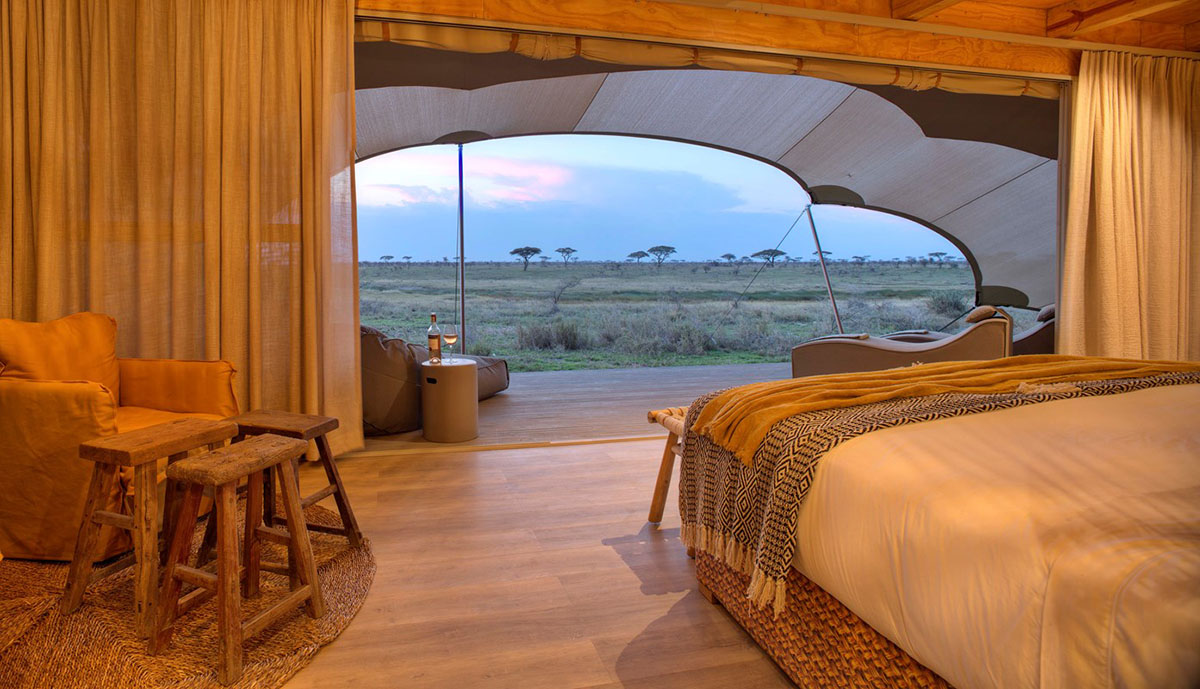 Newly refurbished guest cabin covered by tent provides wildlife experience in Tanzania’s Serengeti