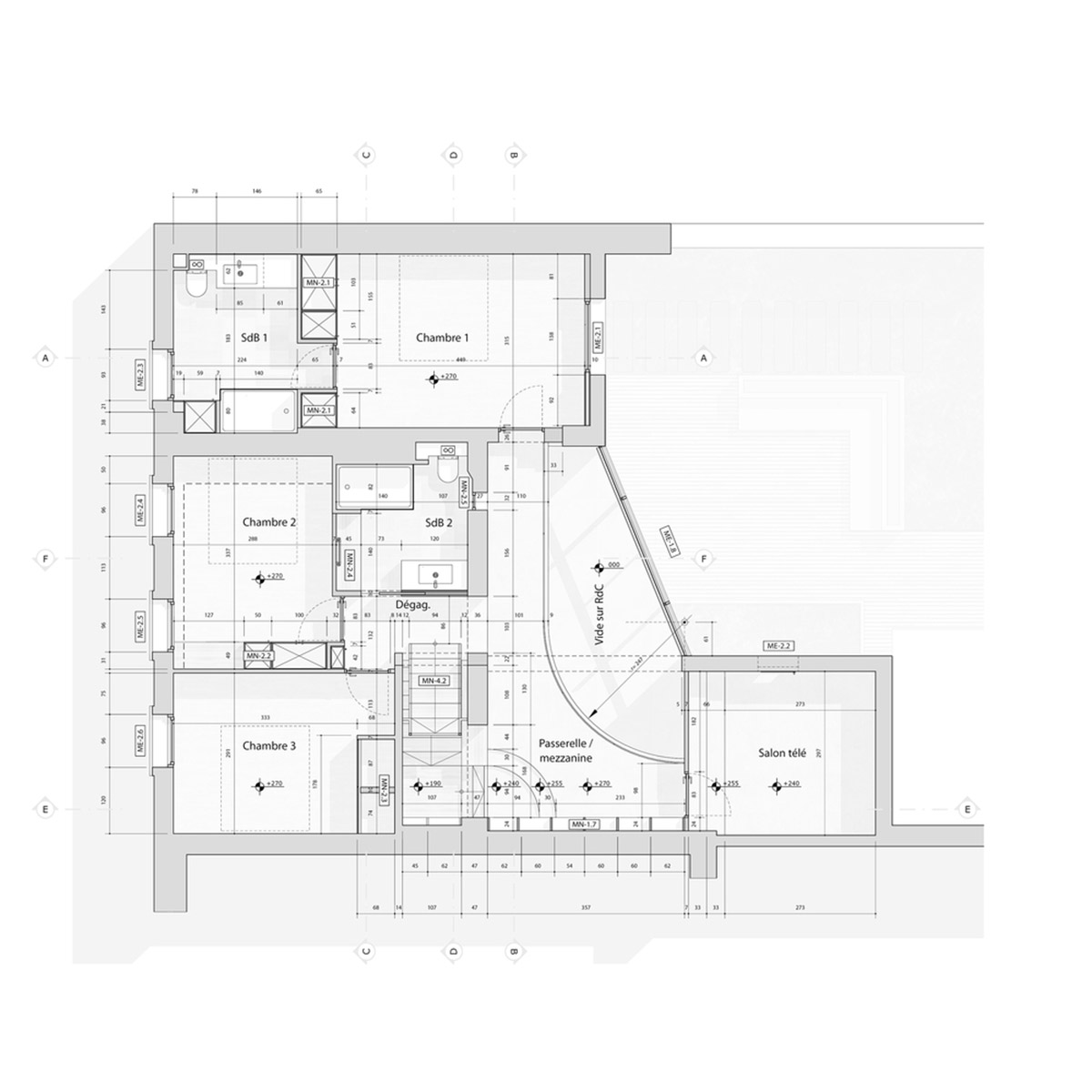 White concrete curved bridge gently complements interiors of The Island House in Paris