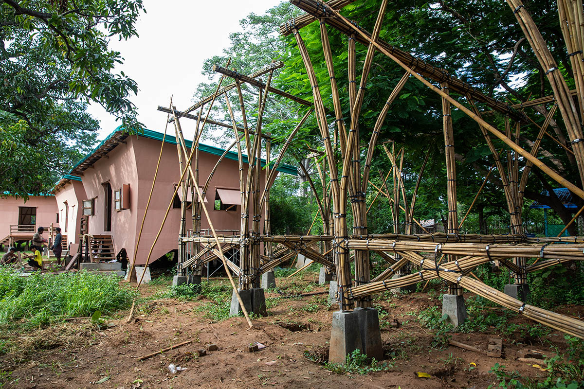 Blue Temple built affordable bamboo housing for displaced families at the price of a smartphone