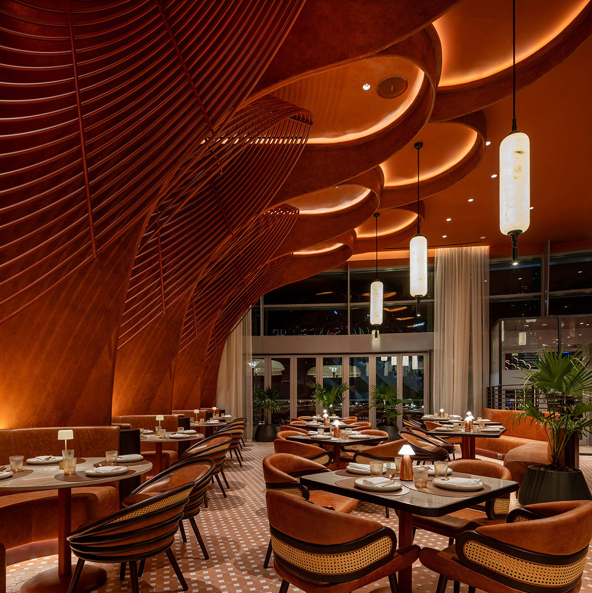 Mausam is a dining space that translates Mughal arches into a sculptural ceiling in Dubai
