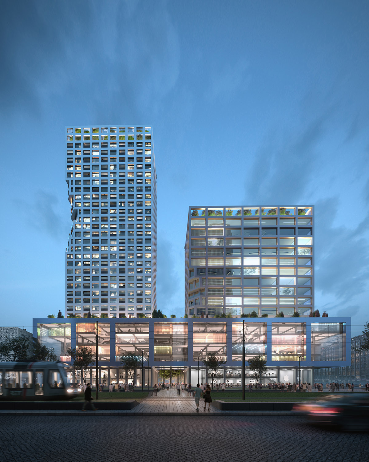MVRDV releases plans for gridded mixed-use tower complex in Rotterdam Central District