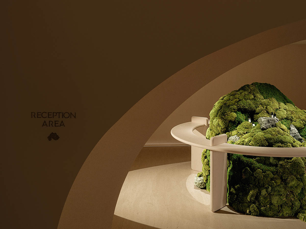 Beauty center interiors by CUN PANDA NANA embrace softness and organic feeling in cave-like space  