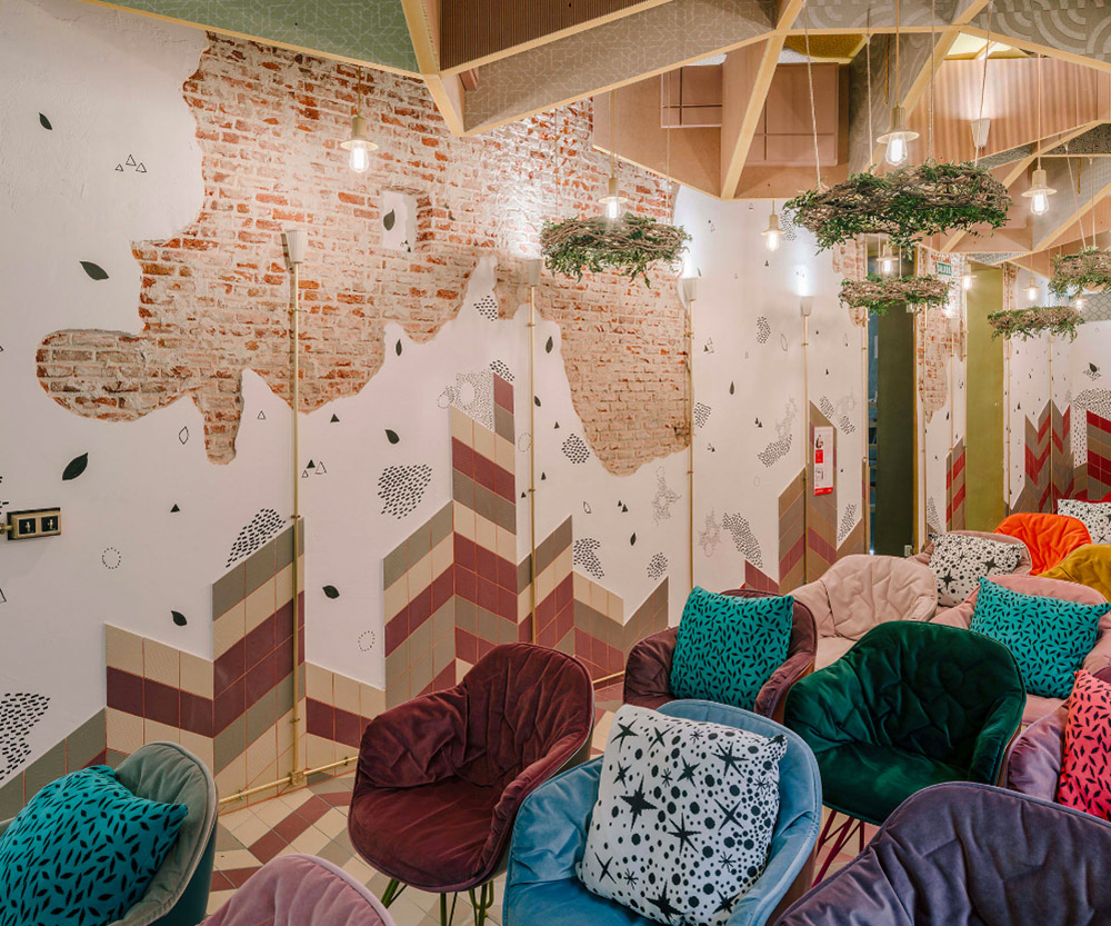 Izaskun Chinchilla created an auditorium that consists of many layers of fabric, texture and colors