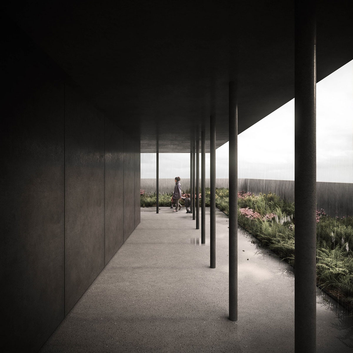 Grenfell Tower reimagined as monolithic black concrete memorial by JAA
