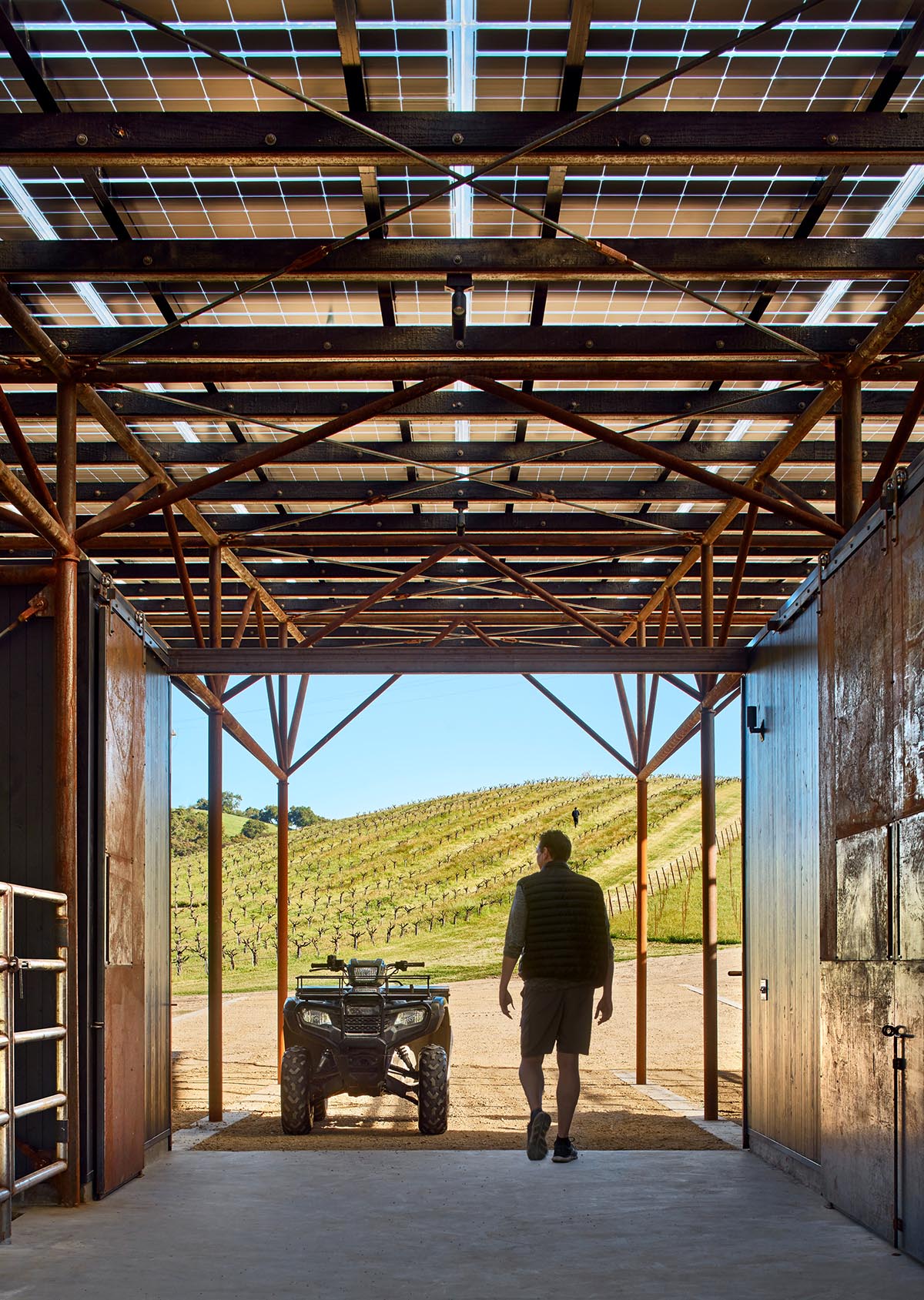 Clayton & Little’s corten-steel barn powers its adjacent winery with reclaimed oil field pipes