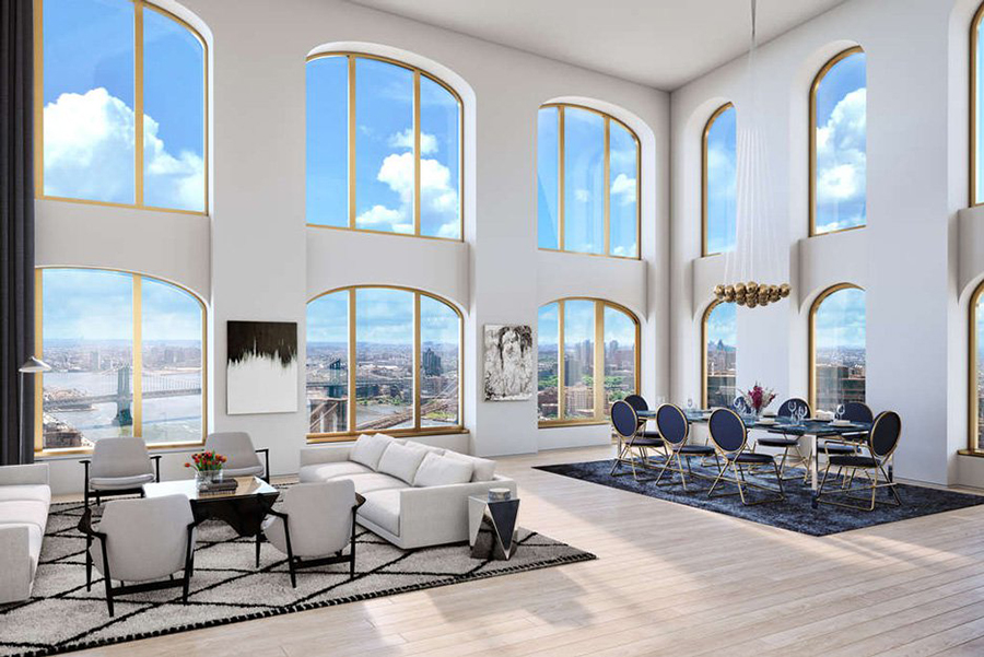 David Adjaye proposes his first golden-arched skyscraper for New York