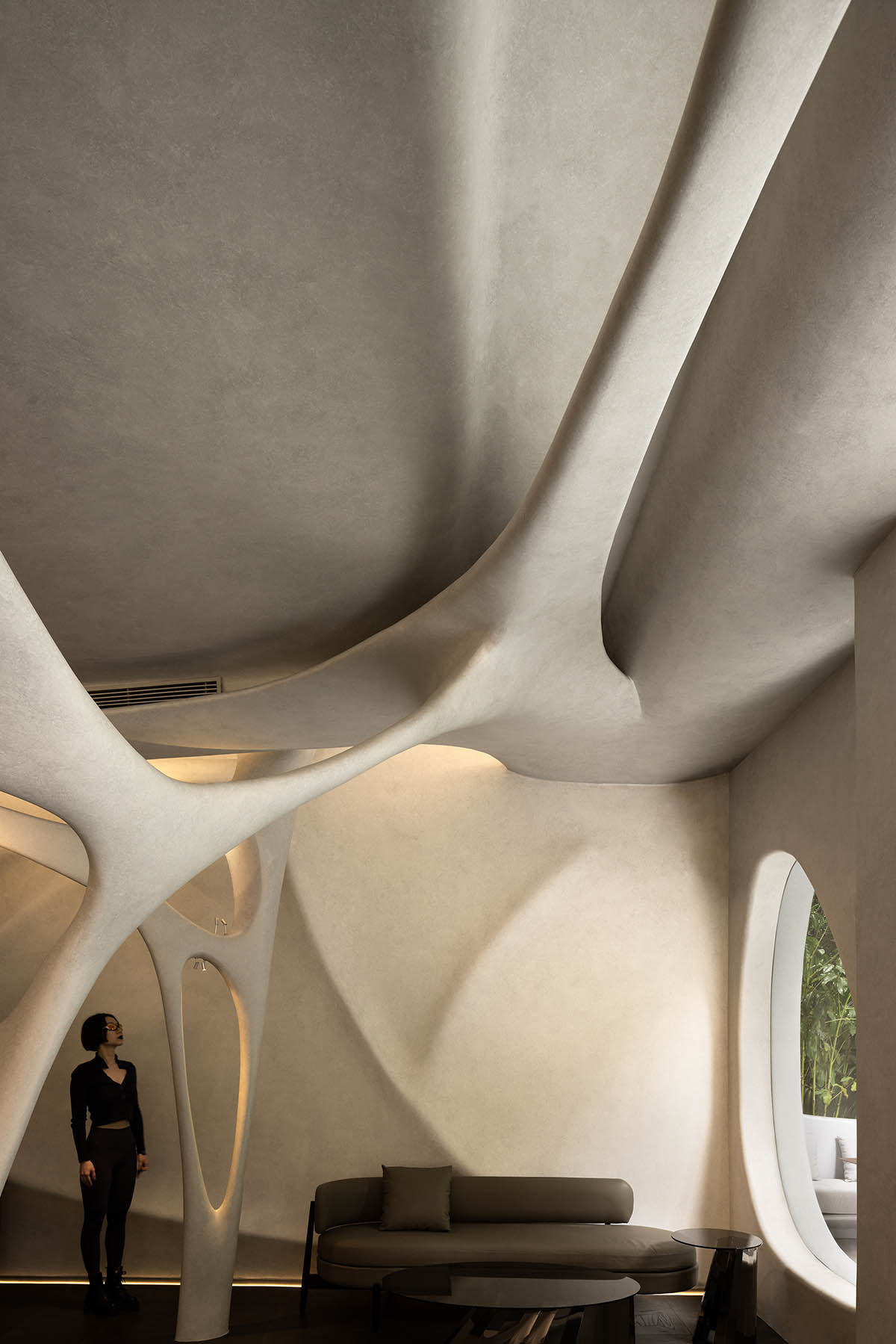 Neuron-like interior by AD ARCHITECTURE combines purity and complexity for cafe and bar in Shenzhen