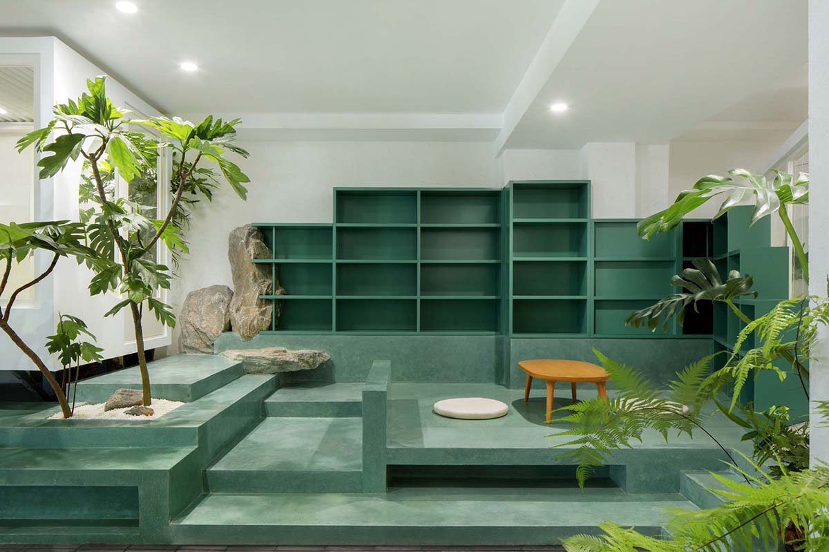 Jiejie Studio creates artificial landscape for bookstore and teahouse with misty pond in Beijing 