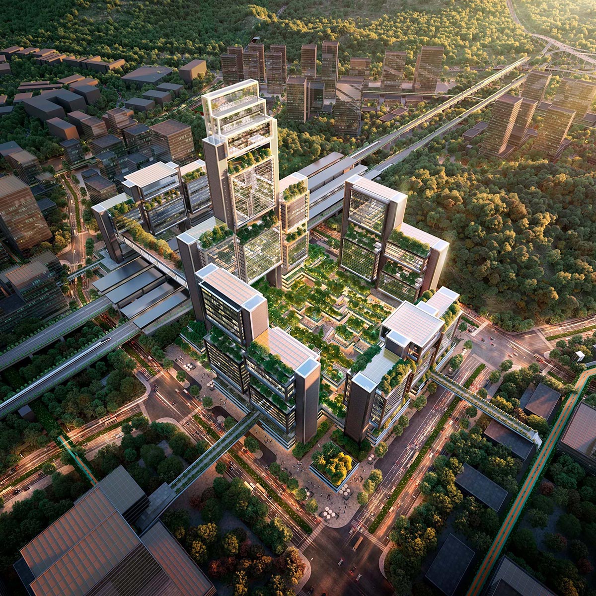 Foster + Partners designs new transport oriented development Guangming Hub in China
