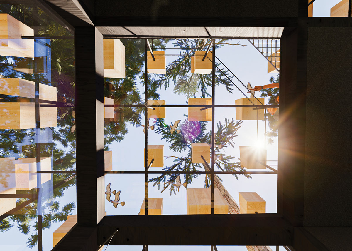BIG encloses hotel room with 350 birdhouses in Sweden 