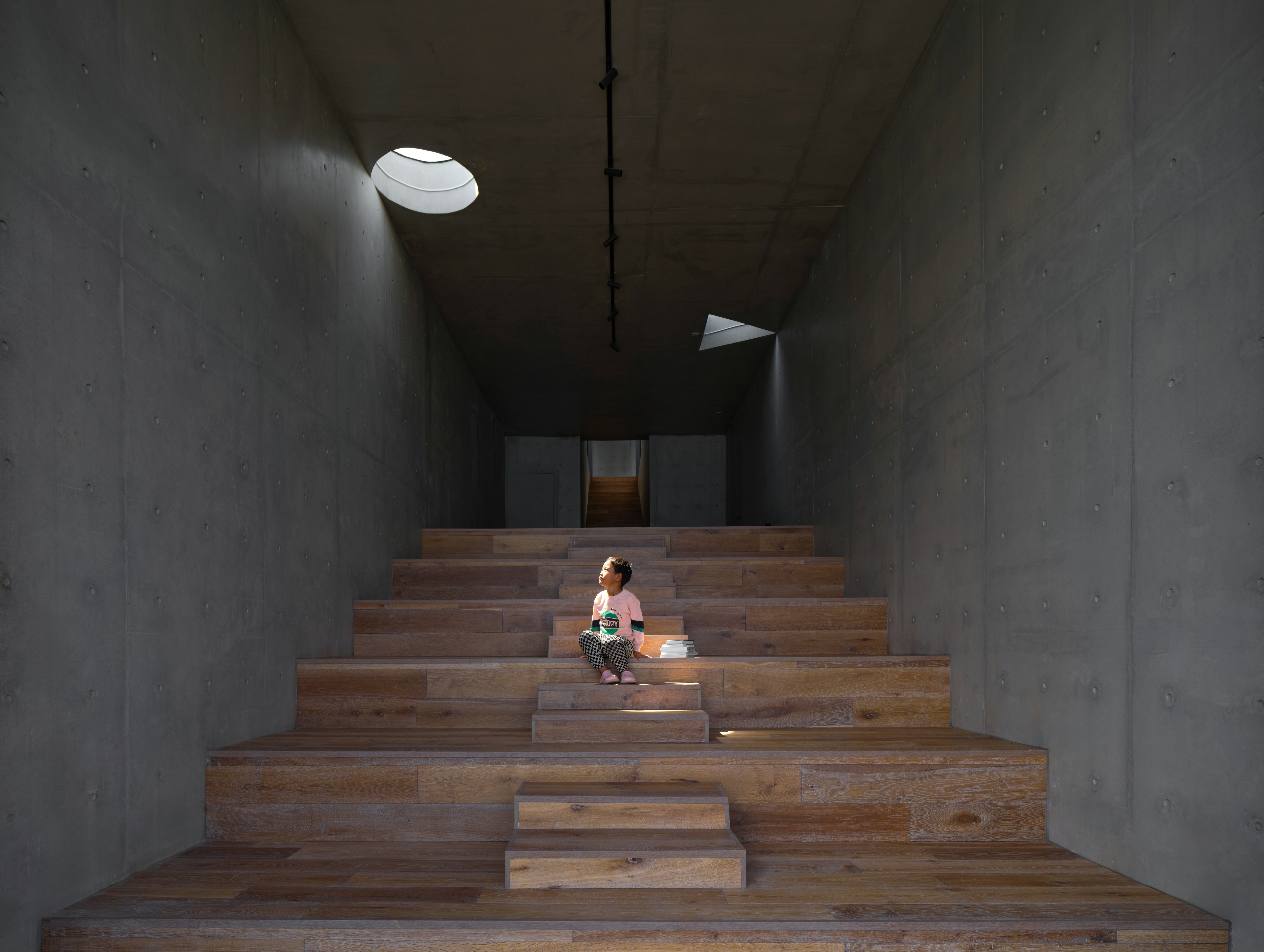 TAO completes concrete bookstore with protruding structure on a steep slope in China 