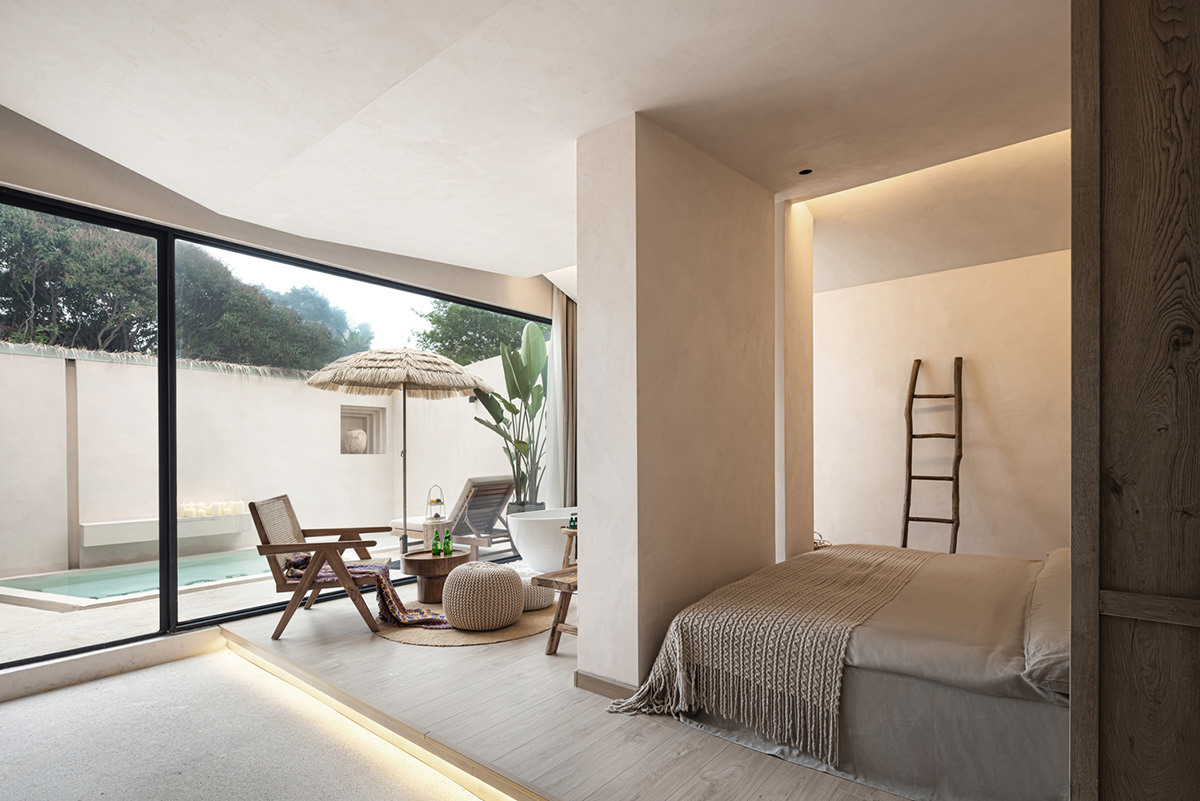 Oblique and hollow walls form this sculpted hotel by AT DESIGN in Southeast of Xiamen