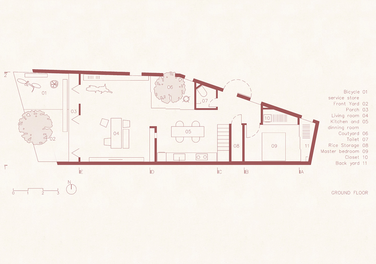 This reddish house features rooftop garden to make owners grow their own food in Vietnam