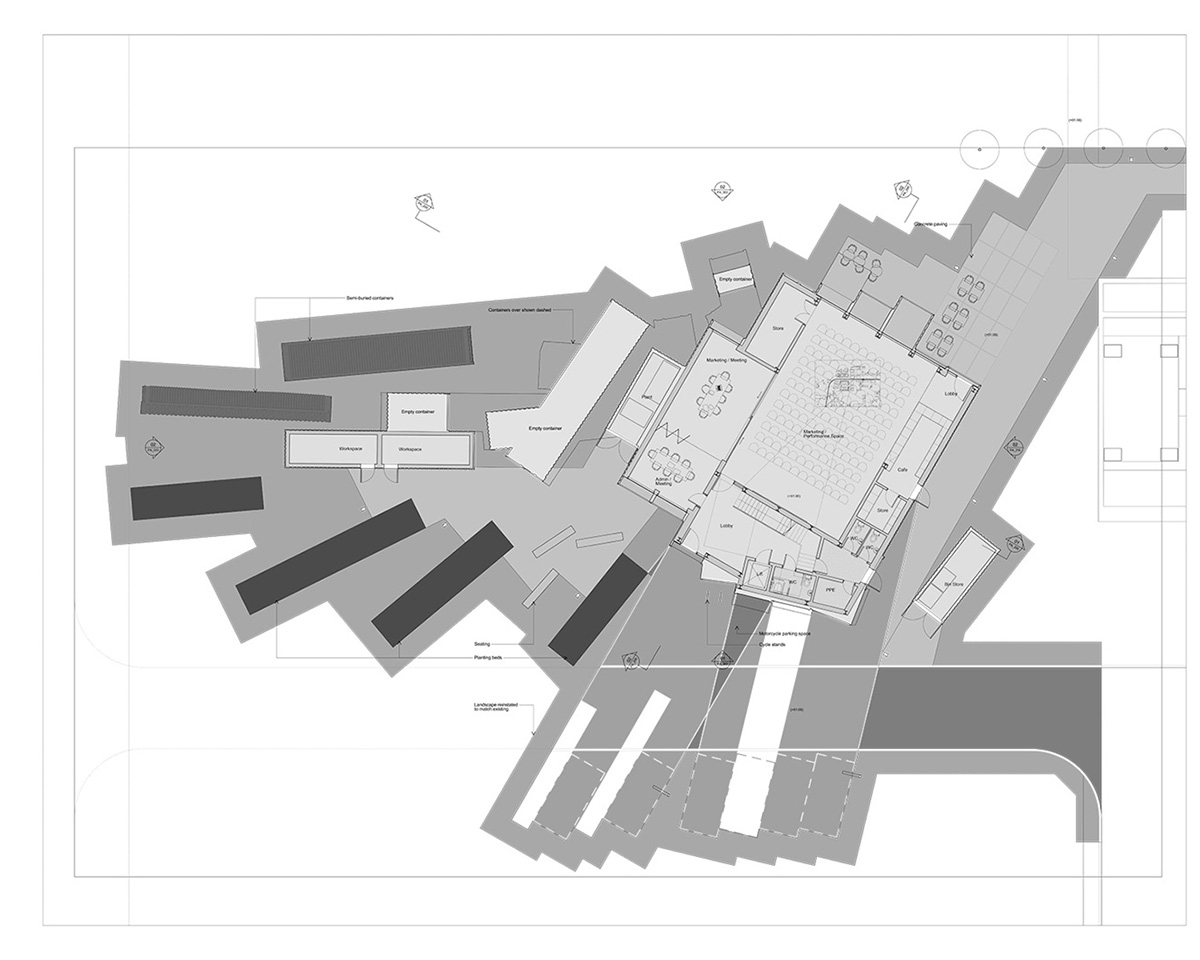 Dixon Jones unveils design for a multi-purpose building made from shipping containers in Edinburgh