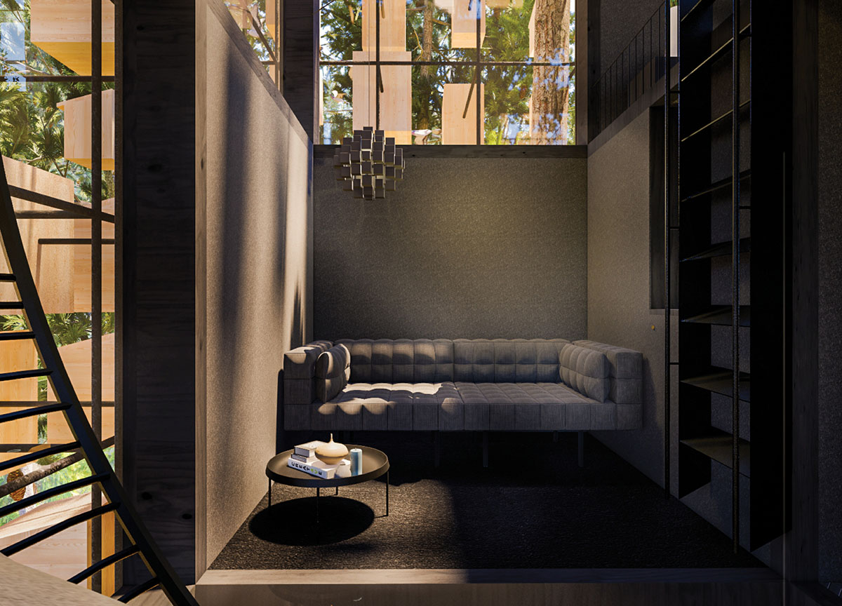 BIG encloses hotel room with 350 birdhouses in Sweden 