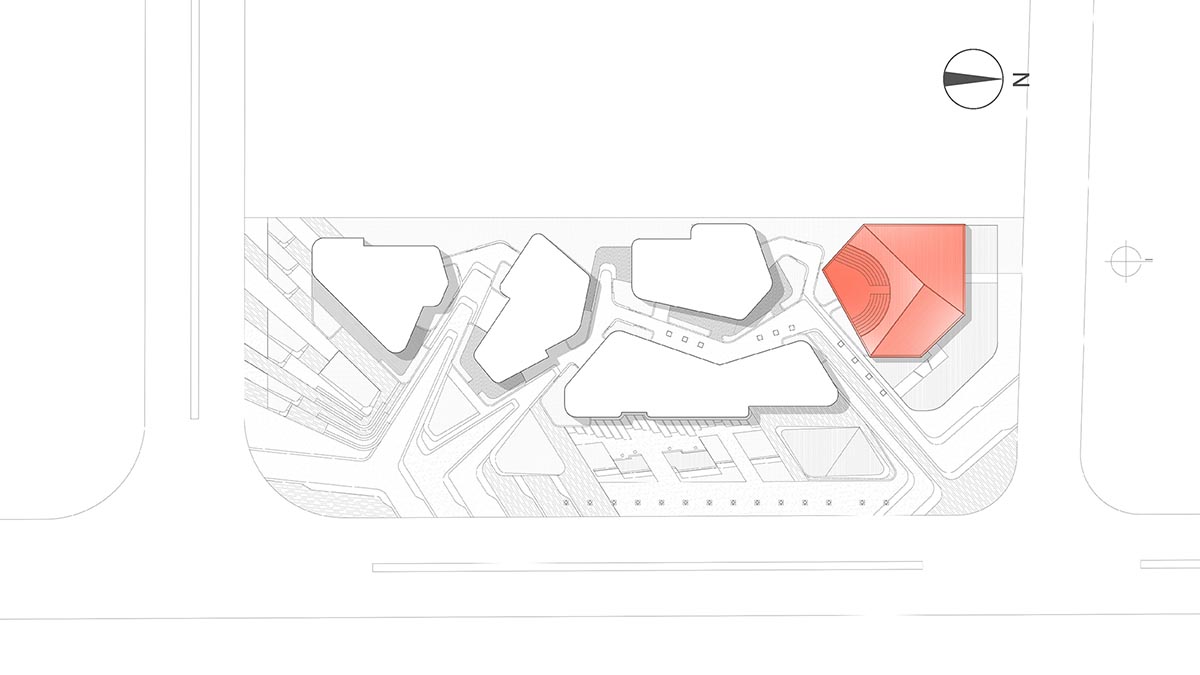 Wutopia Lab built showroom evoking Chinese red mountains with dazzling orange-colored roof