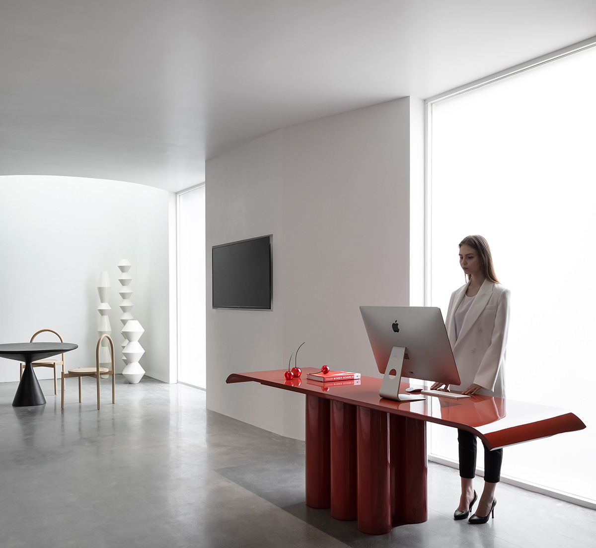 JG Phoenix creates paint-like interiors harmonized with geometric cut-outs for showroom in China