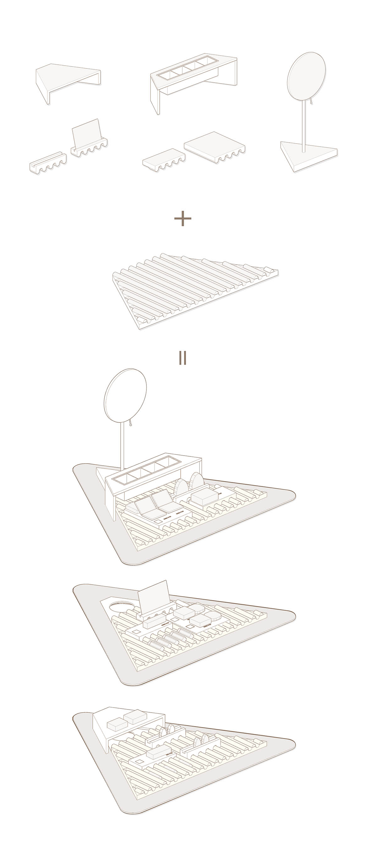 Dayuan Design Studio blends coffee culture and beauty retail with modular, adaptable metal displays