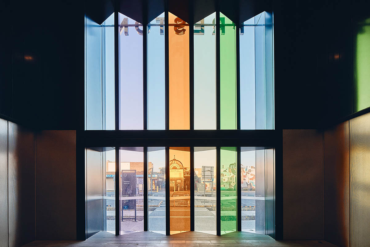 Wood Marsh abstracts Darebin’s roofscape into a 3D concrete pattern for Bell and Preston Stations