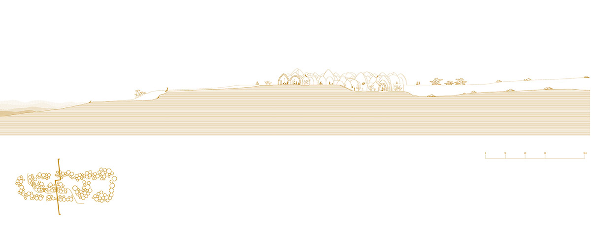 ZAV Architects built colorful-domed housing made of rammed earth and sand on Hormuz island, Iran