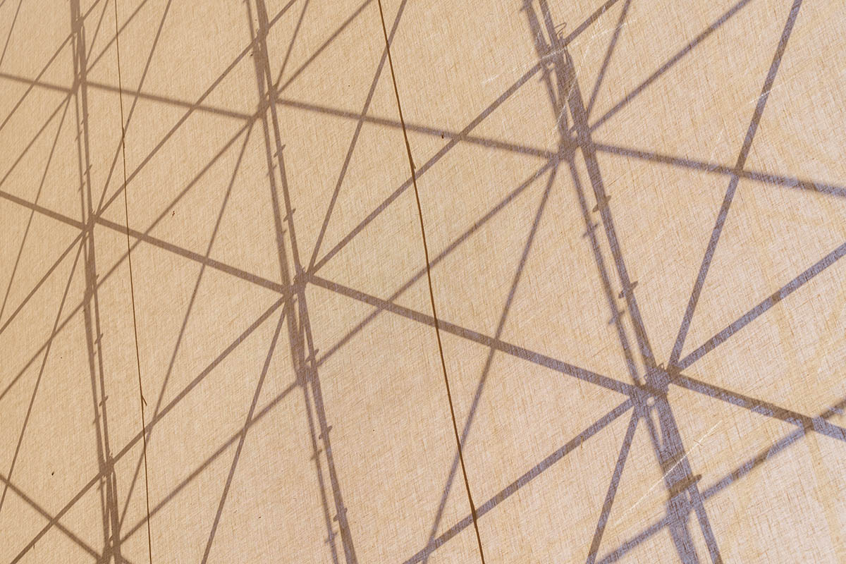 Aire Pavilion wrapped by giant scaffolding represents 