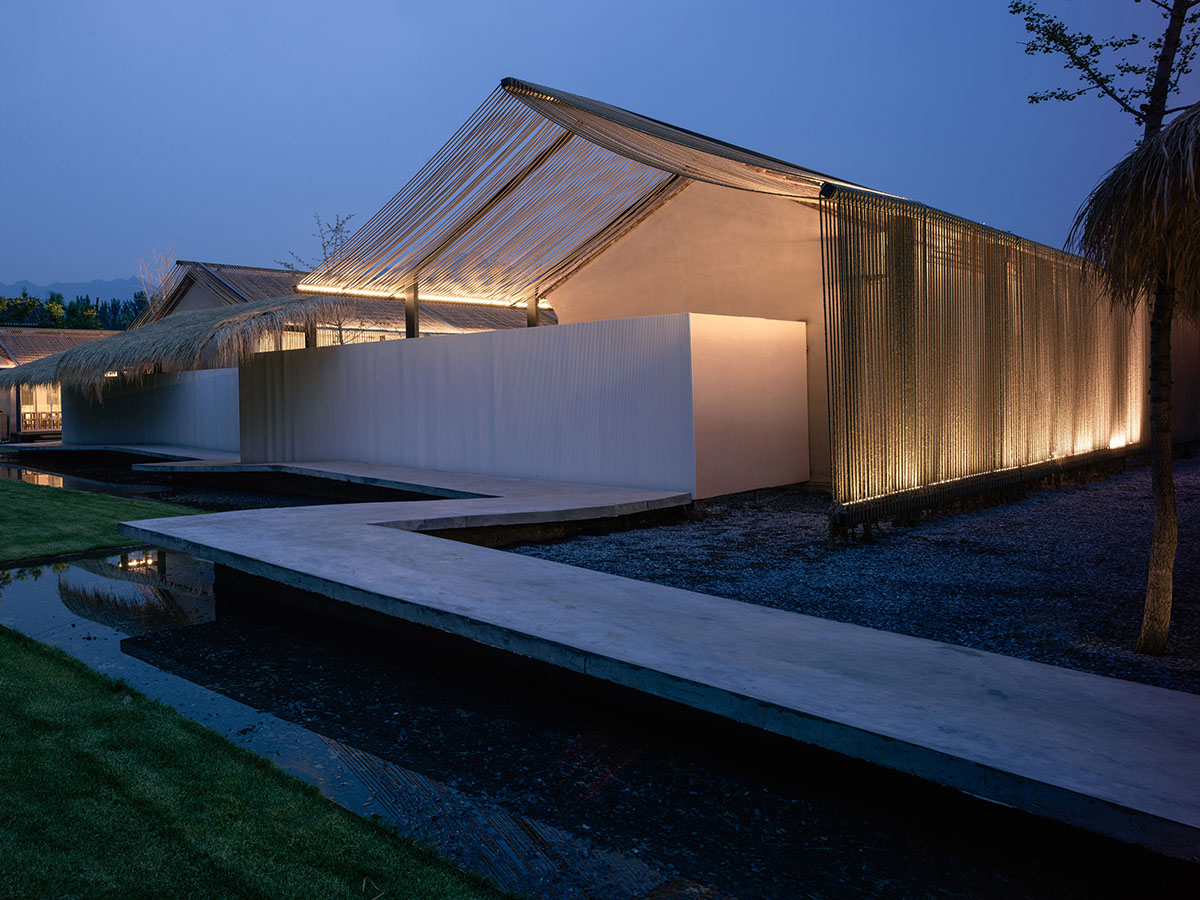 Domain Architects built boutique hotel with thatch roof and 60,000-metre hemp rope in rural Beijing