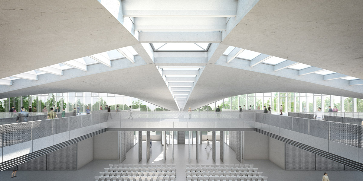 gmp refurbishes protected shell building by Ulrich M&uuml;ther in Magdeburg