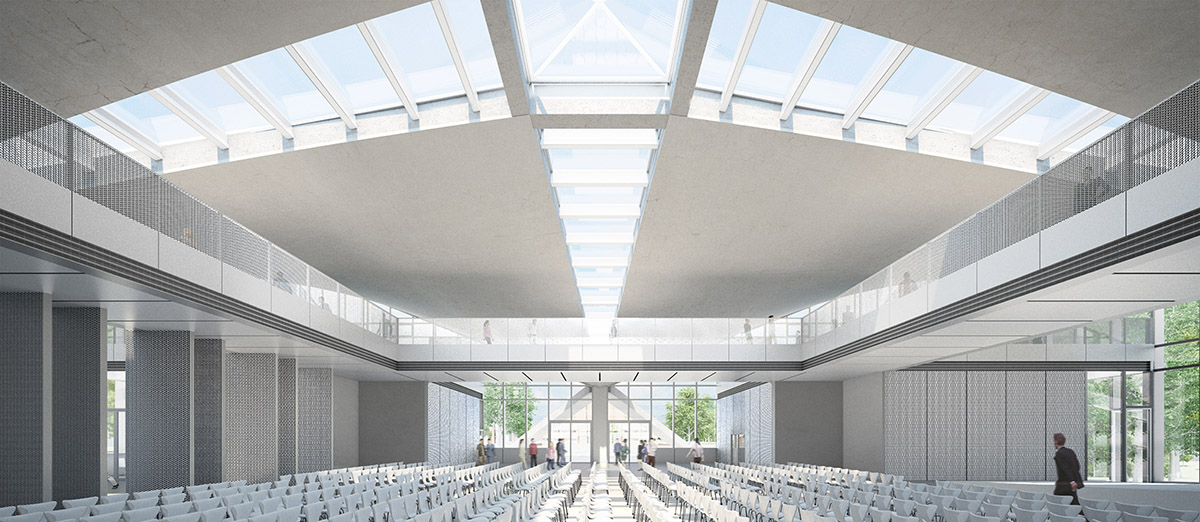 gmp refurbishes protected shell building by Ulrich M&uuml;ther in Magdeburg