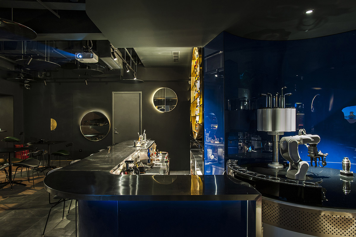 o&o studio completes MOONCRAFT bar with dark interior in Shanghai