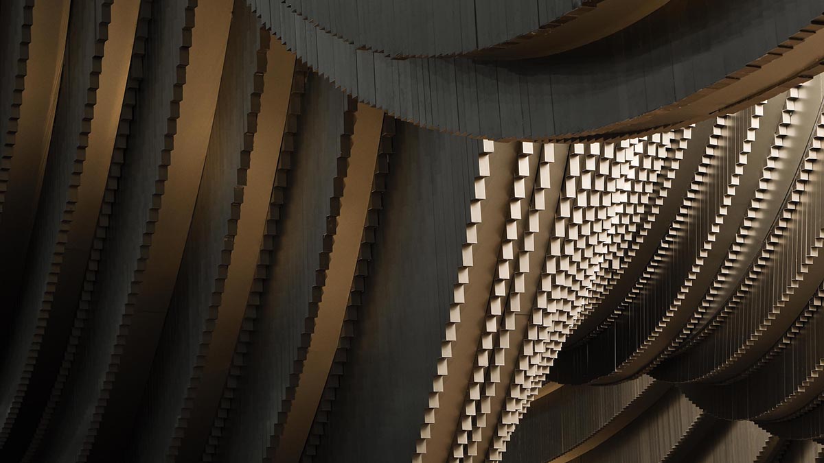 HAS design and research creates public ground interior from disc-like aluminum rods in Bangkok