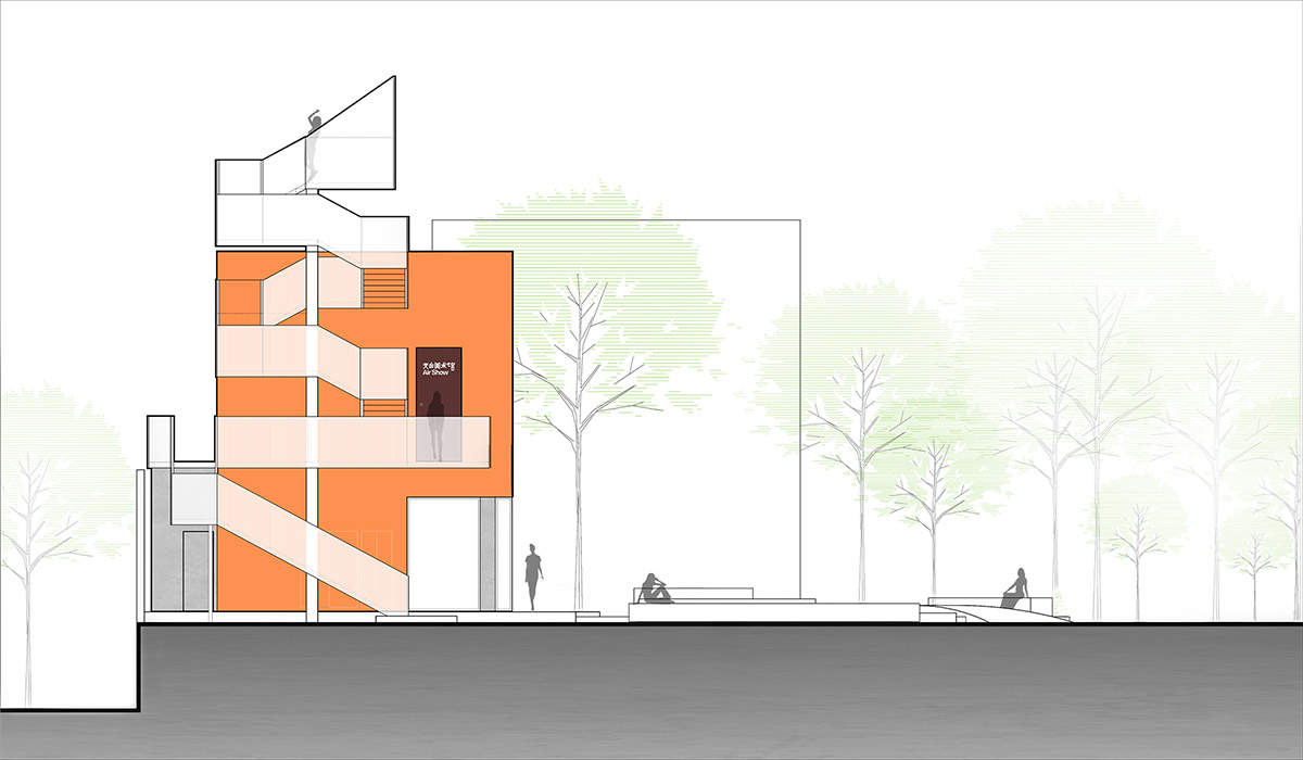 Wutopia Lab completes orange-colored vertical micro social complex with light tower in Guangzhou