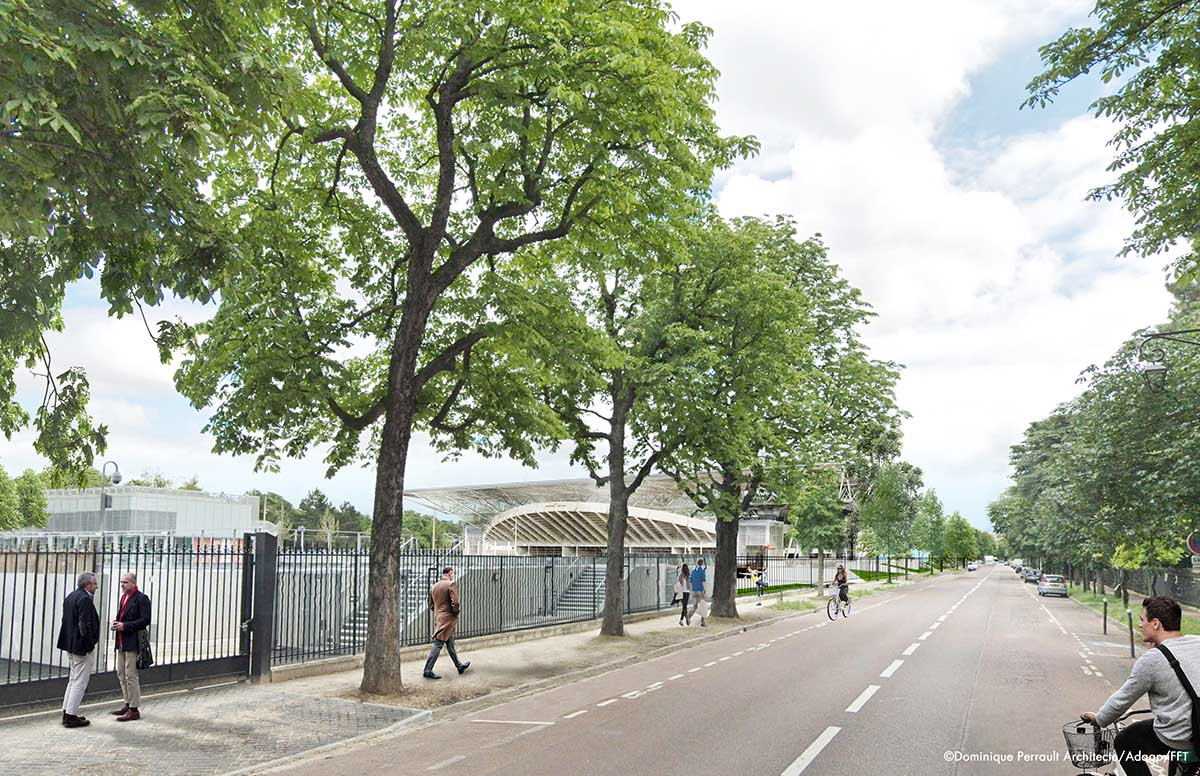 Dominique Perrault designs retractable roof on Suzanne Lenglen Tennis Court in Paris