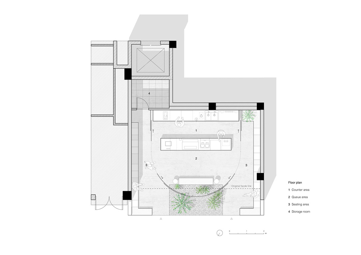 B.l.U.E. Architecture Studio designs this minimal coffee shop with glass frontage in Shanghai