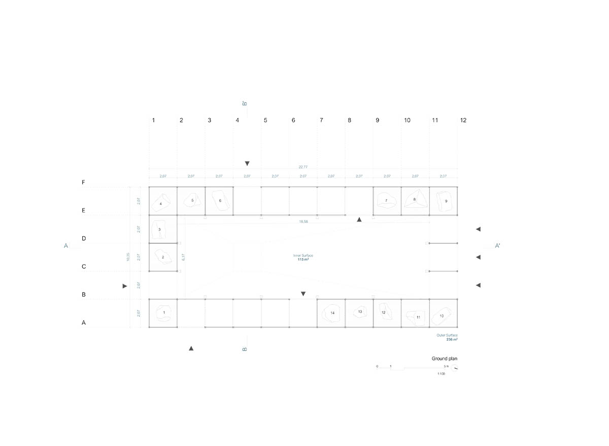 Aire Pavilion wrapped by giant scaffolding represents 