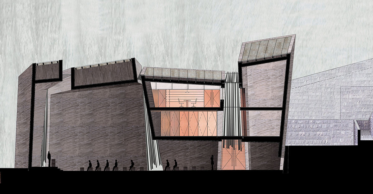 Menis Arquitectos designs church and community centre in Spain with four massive concrete volumes 